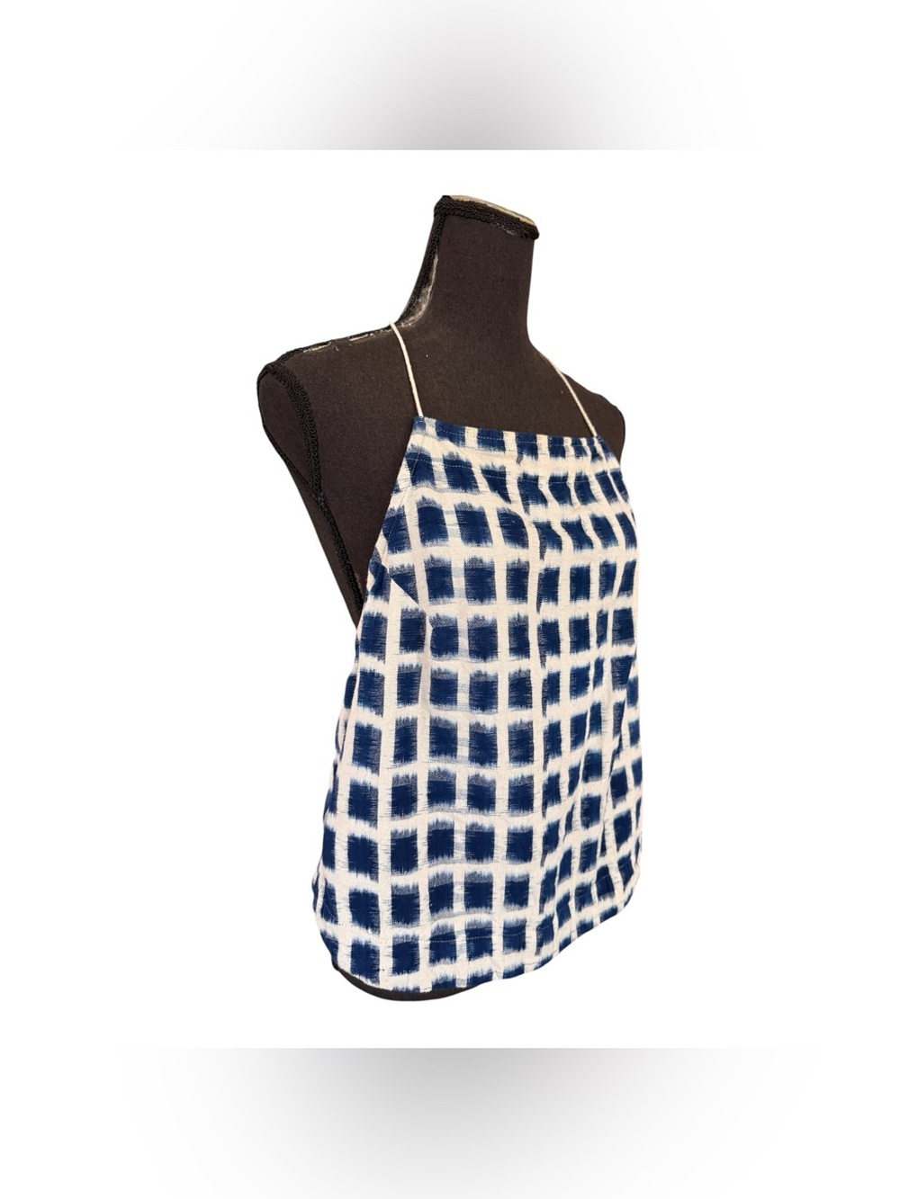Free People Navy Grid Halter Top, Size L - Picture 4 of 9